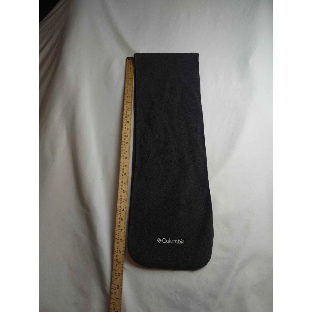 Columbia Fleece Scarf Dark Gray Black Embroidered Logo Winter Outdoor Accessory